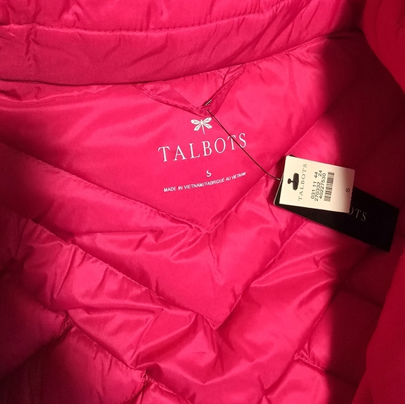 NWT Talbots Women's Size S High Neck Hot Pink Lightweight Quilted Puffer Jacket - Picture 10 of 15